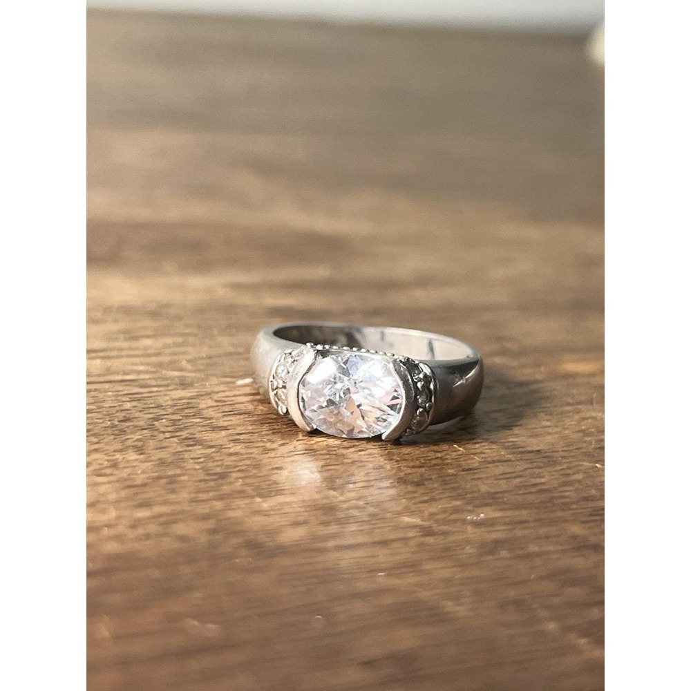 Vintage FAS Jewelers Co. Sterling And CZ Statement Ring Sz.7.75/7.5 Art Deco